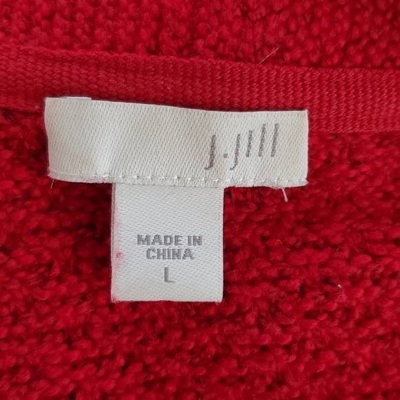 J. Jill Long Sleeve Knit Cardigan Size L Long Line Cozy Red Sweater with Pockets - Picture 12 of 13
